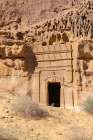 Saudi Arabia, Medina, Al-Ula, Hegra. Nabatean rock cut ruins at the Hegra Archaeological Area. Art Print